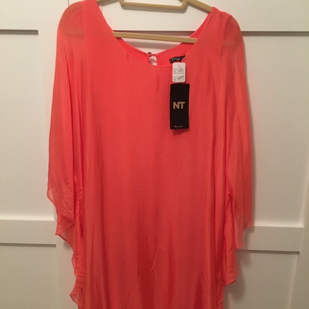 Silk Italian Peach dress coral- great for travel.